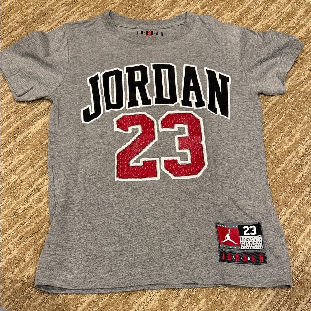 Jordan Kids Gray Tee with Black and Red Details
